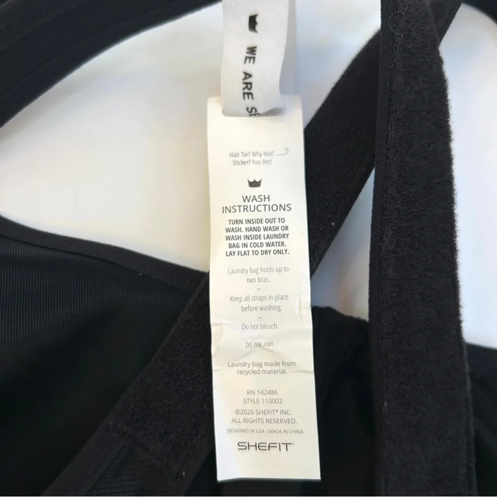 NWT SheFit Ultimate Sports Bra High Impact Black Adjustable Bra, Size 6Luxe 6X
